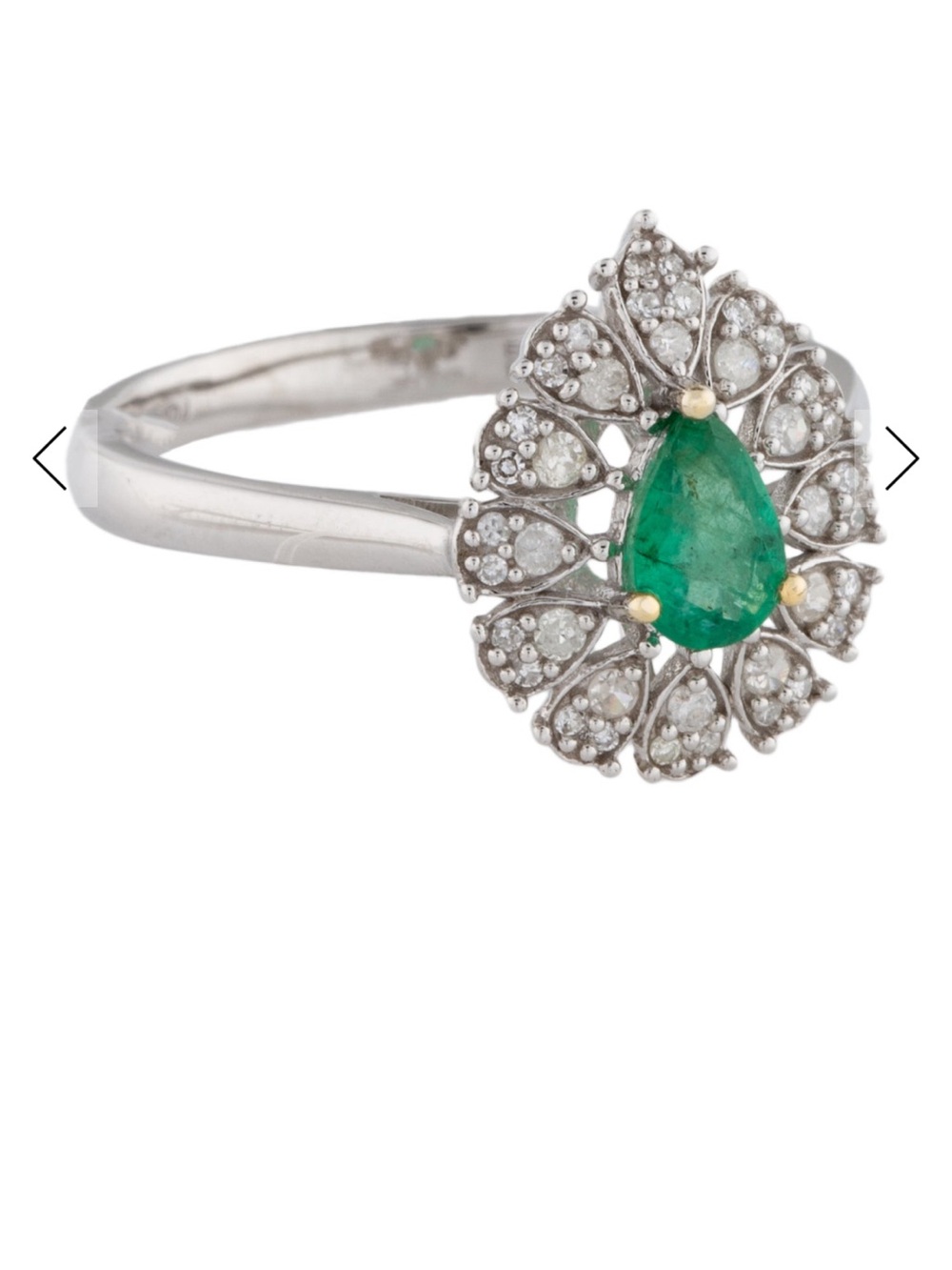 14k emerald and diamond cocktail ring